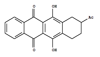 8-acetyl-6,11-dihydroxy-7,8,9,10-tetrahydrotetracene-5,12-dione molecular structure