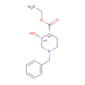 4-Piperidinecarboxylic acid, 3-hydroxy-1-(phenylmethyl)-, ethyl ester,(3R,4R)-rel- molecular structure
