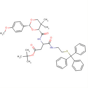 Butanoic acid,3-[[[(2R,4R)-2-(4-methoxyphenyl)-5,5-dimethyl-1,3-dioxan-4-yl]carbonyl]amino]-4-oxo-4-[[2-[(triphenylmethyl)thio]ethyl]amino]-, 1,1-dimethylethylester, (3S)- molecular structure