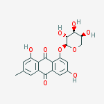 3,8-dihydroxy-6-methyl-9,10-dioxo-9,10-dihydroanthracen-1-yl alpha-L-arabinopyranoside molecular structure