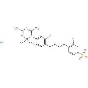Benzenesulfonyl fluoride,3-chloro-4-[4-[2-chloro-4-(4,6-diamino-2,2-dimethyl-1,3,5-triazin-1(2H)-yl)phenyl]butyl]-, monohydrochloride molecular structure