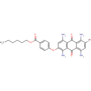 Benzoic acid,4-[(1,4,5,8-tetraamino-6-bromo-9,10-dihydro-9,10-dioxo-2-anthracenyl)oxy]-, hexyl ester molecular structure