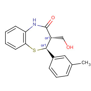 1,5-Benzothiazepin-4(5H)-one,2,3-dihydro-3-(hydroxymethyl)-2-(3-methylphenyl)-, trans- molecular structure