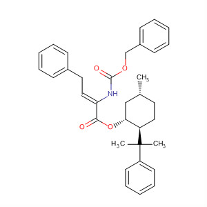 2-Butenoic acid, 4-phenyl-2-[[(phenylmethoxy)carbonyl]amino]-,(1R,2S,5R)-5-methyl-2-(1-methyl-1-phenylethyl)cyclohexyl ester, (2Z)- molecular structure