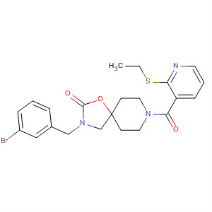 1-Oxa-3,8-diazaspiro[4.5]decan-2-one,3-[(3-bromophenyl)methyl]-8-[[2-(ethylthio)-3-pyridinyl]carbonyl]- molecular structure