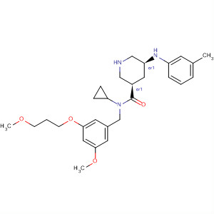 3-Piperidinecarboxamide,N-cyclopropyl-N-[[3-methoxy-5-(3-methoxypropoxy)phenyl]methyl]-5-[(3-methylphenyl)amino]-, (3R,5S)-rel- molecular structure
