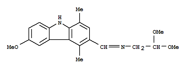 2,2-dimethoxyethyl[(6-methoxy-1,4-dimethyl-9H-carbazol-3-yl)methylene]amine molecular structure