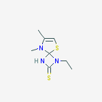 3-ethyl-7,8-dimethyl-5-thia-1,3,8-triazaspiro[3.4]oct-6-ene-2-thione molecular structure