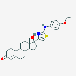 (8R,9S,10R,13S,14S,17R)-17-[2-(4-ethoxyanilino)-1,3-thiazol-4-yl]-17-hydroxy-10,13-dimethyl-2,6,7,8,9,11,12,14,15,16-decahydro-1H-cyclopenta[a]phenanthren-3-one molecular structure